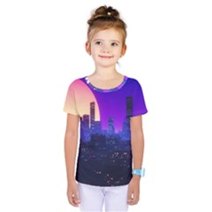 The Sun Night Music The City Background 80s 80 s Synth Kids  One Piece Tee