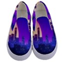 The Sun Night Music The City Background 80s 80 s Synth Kids  Canvas Slip Ons View1