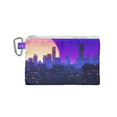 The Sun Night Music The City Background 80s 80 s Synth Canvas Cosmetic Bag (small)