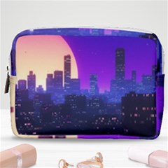 The Sun Night Music The City Background 80s 80 s Synth Make Up Pouch (medium) by Jancukart