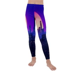 The Sun Night Music The City Background 80s 80 s Synth Kids  Lightweight Velour Leggings