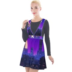 The Sun Night Music The City Background 80s 80 s Synth Plunge Pinafore Velour Dress