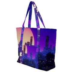 The Sun Night Music The City Background 80s 80 s Synth Zip Up Canvas Bag