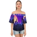 The Sun Night Music The City Background 80s 80 s Synth Off Shoulder Short Sleeve Top View1