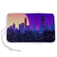 The Sun Night Music The City Background 80s 80 s Synth Pen Storage Case (l)