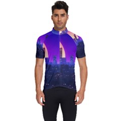 The Sun Night Music The City Background 80s 80 s Synth Men s Short Sleeve Cycling Jersey