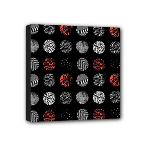 Black And Multicolored Polka Dot Artwork Digital Art Mini Canvas 4  X 4  (stretched)