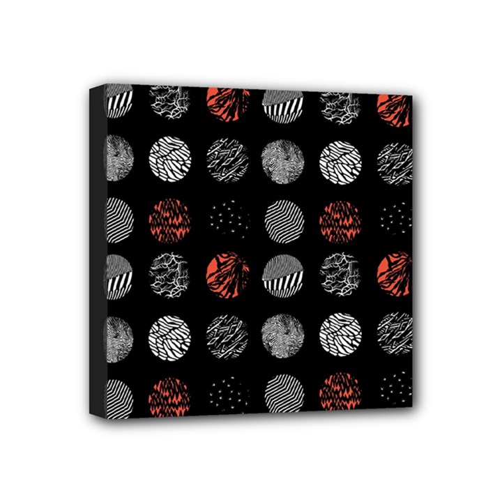 Black And Multicolored Polka Dot Artwork Digital Art Mini Canvas 4  x 4  (Stretched)