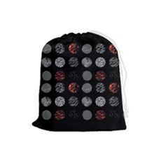 Black And Multicolored Polka Dot Artwork Digital Art Drawstring Pouch (large)