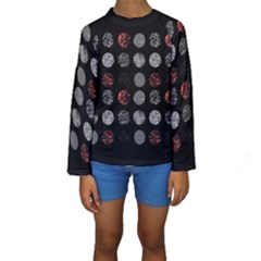 Black And Multicolored Polka Dot Artwork Digital Art Kids  Long Sleeve Swimwear