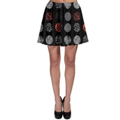 Black And Multicolored Polka Dot Artwork Digital Art Skater Skirt