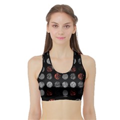 Black And Multicolored Polka Dot Artwork Digital Art Sports Bra With Border