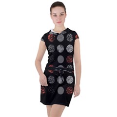 Black And Multicolored Polka Dot Artwork Digital Art Drawstring Hooded Dress