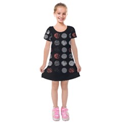 Black And Multicolored Polka Dot Artwork Digital Art Kids  Short Sleeve Velvet Dress