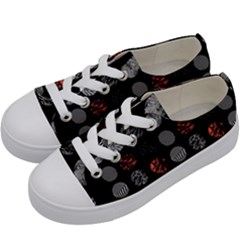 Black And Multicolored Polka Dot Artwork Digital Art Kids  Low Top Canvas Sneakers