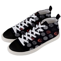 Black And Multicolored Polka Dot Artwork Digital Art Men s Mid-top Canvas Sneakers by Jancukart