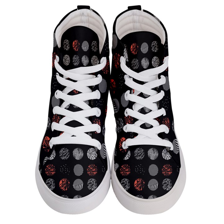 Black And Multicolored Polka Dot Artwork Digital Art Men s Hi-Top Skate Sneakers