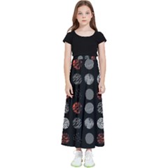 Black And Multicolored Polka Dot Artwork Digital Art Kids  Flared Maxi Skirt