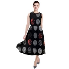 Black And Multicolored Polka Dot Artwork Digital Art Round Neck Boho Dress