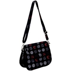 Black And Multicolored Polka Dot Artwork Digital Art Saddle Handbag