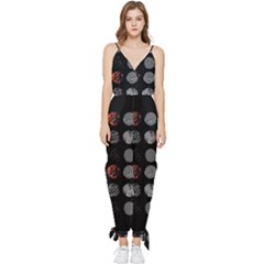 Black And Multicolored Polka Dot Artwork Digital Art Sleeveless Tie Ankle Chiffon Jumpsuit