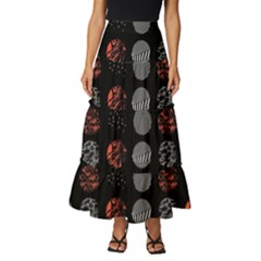 Black And Multicolored Polka Dot Artwork Digital Art Tiered Ruffle Maxi Skirt