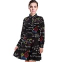 Black Background With Text Overlay Mathematics Formula Board Long Sleeve Chiffon Shirt Dress View1