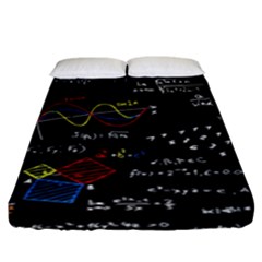 Black Background With Text Overlay Mathematics Formula Board Fitted Sheet (king Size) by Jancukart