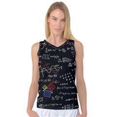 Black Background With Text Overlay Mathematics Formula Board Women s Basketball Tank Top