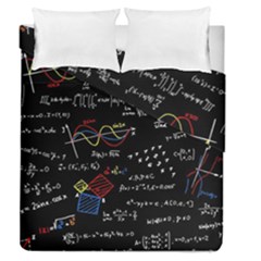 Black Background With Text Overlay Mathematics Formula Board Duvet Cover Double Side (queen Size)