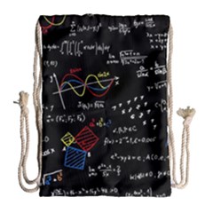 Black Background With Text Overlay Mathematics Formula Board Drawstring Bag (large)