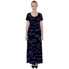 Black Background With Text Overlay Mathematics Formula Board High Waist Short Sleeve Maxi Dress