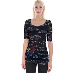 Black Background With Text Overlay Mathematics Formula Board Wide Neckline Tee