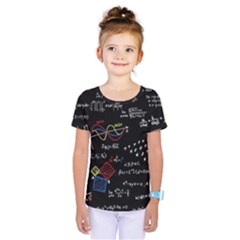 Black Background With Text Overlay Mathematics Formula Board Kids  One Piece Tee