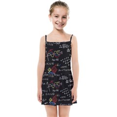 Black Background With Text Overlay Mathematics Formula Board Kids  Summer Sun Dress by Jancukart