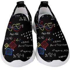 Black Background With Text Overlay Mathematics Formula Board Kids  Slip On Sneakers by Jancukart