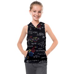 Black Background With Text Overlay Mathematics Formula Board Kids  Sleeveless Hoodie by Jancukart