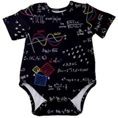 Black Background With Text Overlay Mathematics Formula Board Baby Short Sleeve Bodysuit by Jancukart