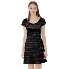 Black Background With Text Overlay Digital Art Mathematics Short Sleeve Skater Dress