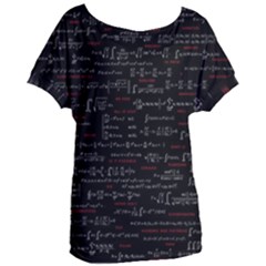 Black Background With Text Overlay Digital Art Mathematics Women s Oversized Tee by Jancukart