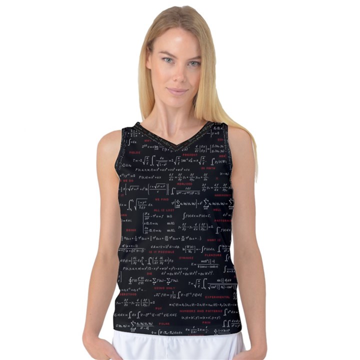 Black Background With Text Overlay Digital Art Mathematics Women s Basketball Tank Top