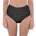 Black Background With Text Overlay Digital Art Mathematics Reversible High-Waist Bikini Bottoms View3