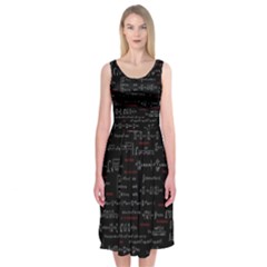 Black Background With Text Overlay Digital Art Mathematics Midi Sleeveless Dress