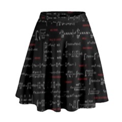 Black Background With Text Overlay Digital Art Mathematics High Waist Skirt by Jancukart