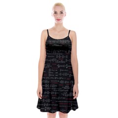 Black Background With Text Overlay Digital Art Mathematics Spaghetti Strap Velvet Dress