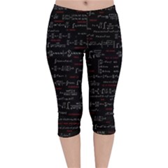 Black Background With Text Overlay Digital Art Mathematics Velvet Capri Leggings 