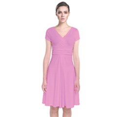 Ballet Slipper Pink	 - 	short Sleeve Front Wrap Dress by ColorfulDresses