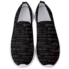 Black Background With Text Overlay Digital Art Mathematics Men s Slip On Sneakers by Jancukart