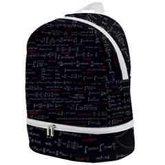 Black Background With Text Overlay Digital Art Mathematics Zip Bottom Backpack