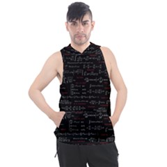 Black Background With Text Overlay Digital Art Mathematics Men s Sleeveless Hoodie